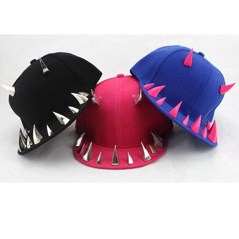 Новинка бык рога Snapback кепки s мужские Панк бейсболки s женские Панк Рога кепки хип-хоп бейсболки для мужчин и женщин Мода