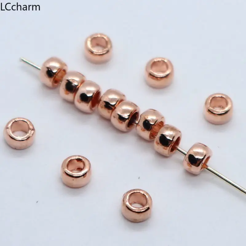 Оптовая продажа 120 шт. гладкие круглые металлические распорки из розового золота