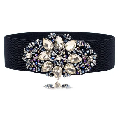 Diamond Waist Belt Decoration Flower Belt Large Diamond Girdle Ladies Fashion All-match New Wide Belt Brand Women