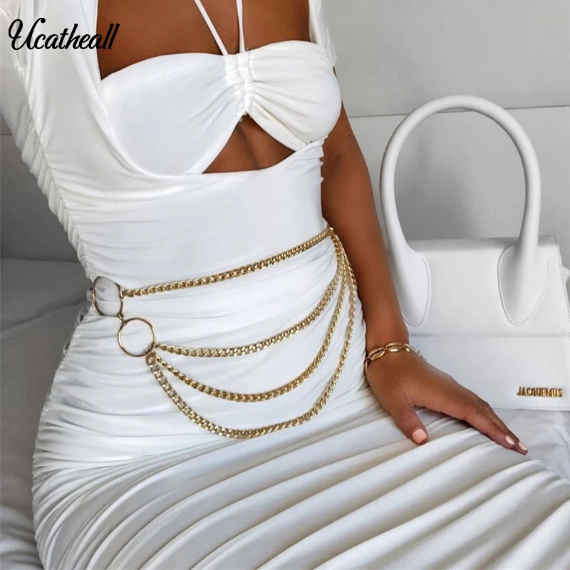 

Punk Metal Chain Women Chain Tassel Garter Belt Girdle Nightclub Wear