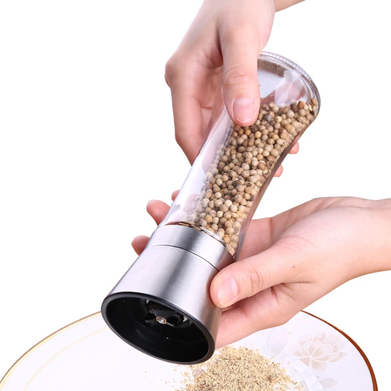 

Kitchen Tool 304 stainless steel Pepper Grinder Mill Hand Sesame black Pepper Powder, Ground glass Seasoning Jar