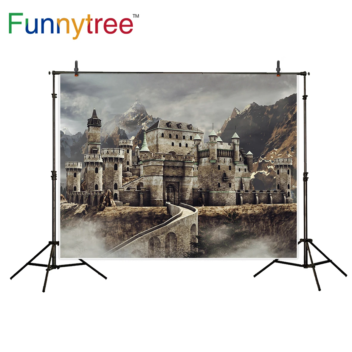 Фон Funnytree для студийной фотосъемки с изображением замка Фэнтези винтажные горы