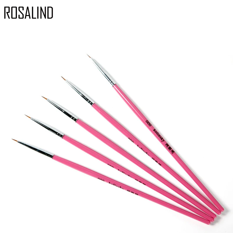 ROSALIND 5 шт./лот кисть для ногтей акриловая УФ гель краска рисования ручка вкладыш