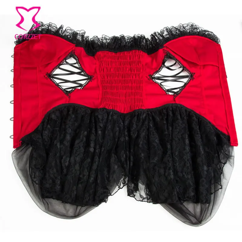 Красное/черное викторианское кружевное платье бюстье сексуальное белье большие