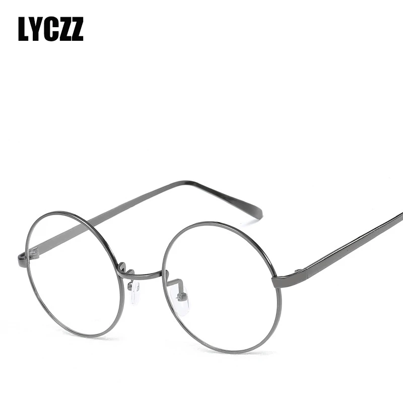 LYCZZ Золотые очки круглые мужские женские Модные прозрачные металлические