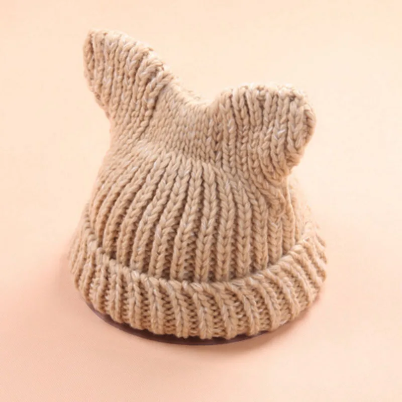 Милая зимняя детская шапка с ушками для мальчиков и девочек 2-5 лет теплая вязаная