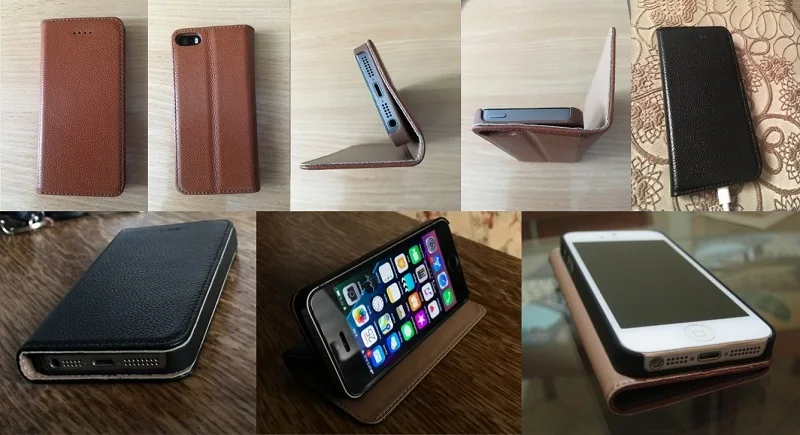 Solque Чехол-книжка из натуральной кожи для iPhone 5SE SE 5S 5, роскошный Магнитный смарт-чехол с подставкой, тонкий чехол для iPhone SE Litchi