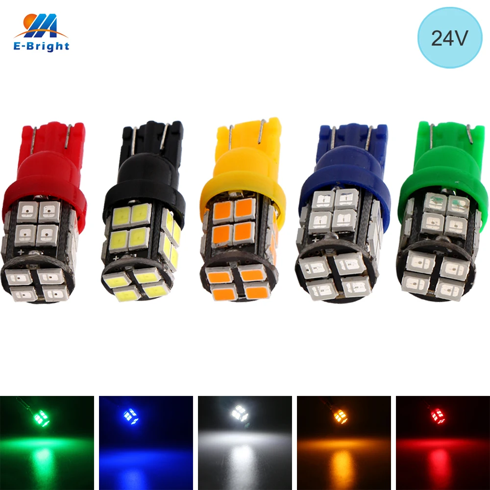 Оптовая! 100X 24 В постоянного тока T10 2835 20 SMD 194 168 W5W Светодиодные лампы Белый Синий