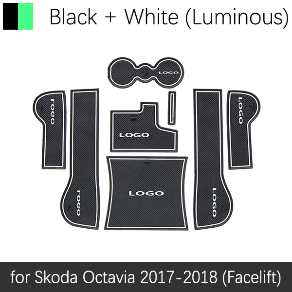 White Octavia 17-18 Противоскользящий резиновый подстаканник для Skoda Octavia a5 a7 2 3 Superb B6 B8 2 3 Fabia 2 2012 аксессуары наклейки - Название цвета: White Octavia 17-18