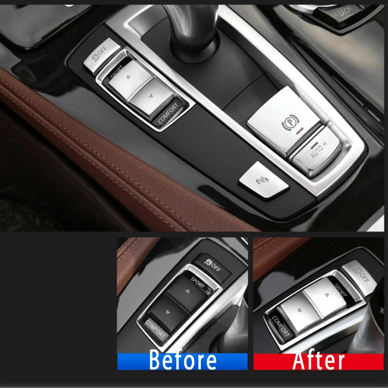 

High quality Chrome For BMW Center Console Button Covers Trim Decorative Sticker For BMW F10 5 series Accessories