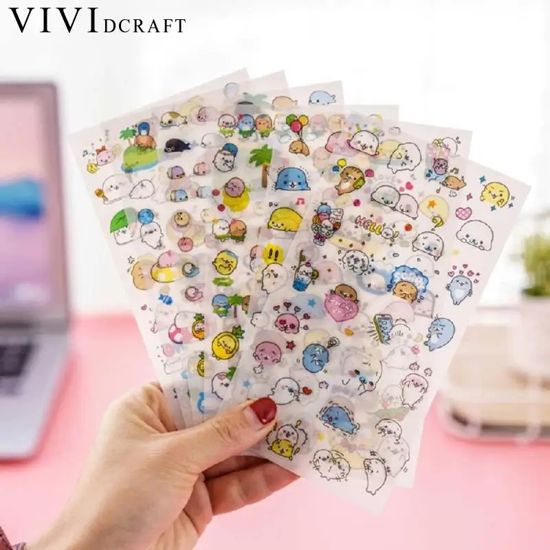 Vividcraft Kawaii морских львов 6 шт./компл. наклейки для дневника Стикеры украшение