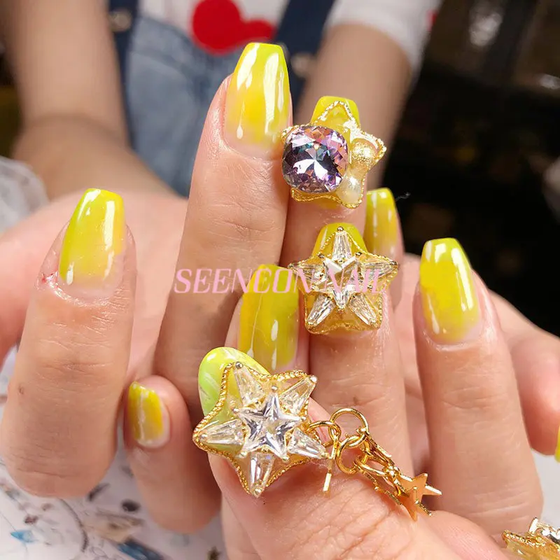 5 шт. Роскошные ногтей Книги по искусству jewelry циркон Звезда кадр ногтей Книги по искусству высокого класса ногтей магазин индивидуальные Сплав Подвеска цепи DIY nail фитинги