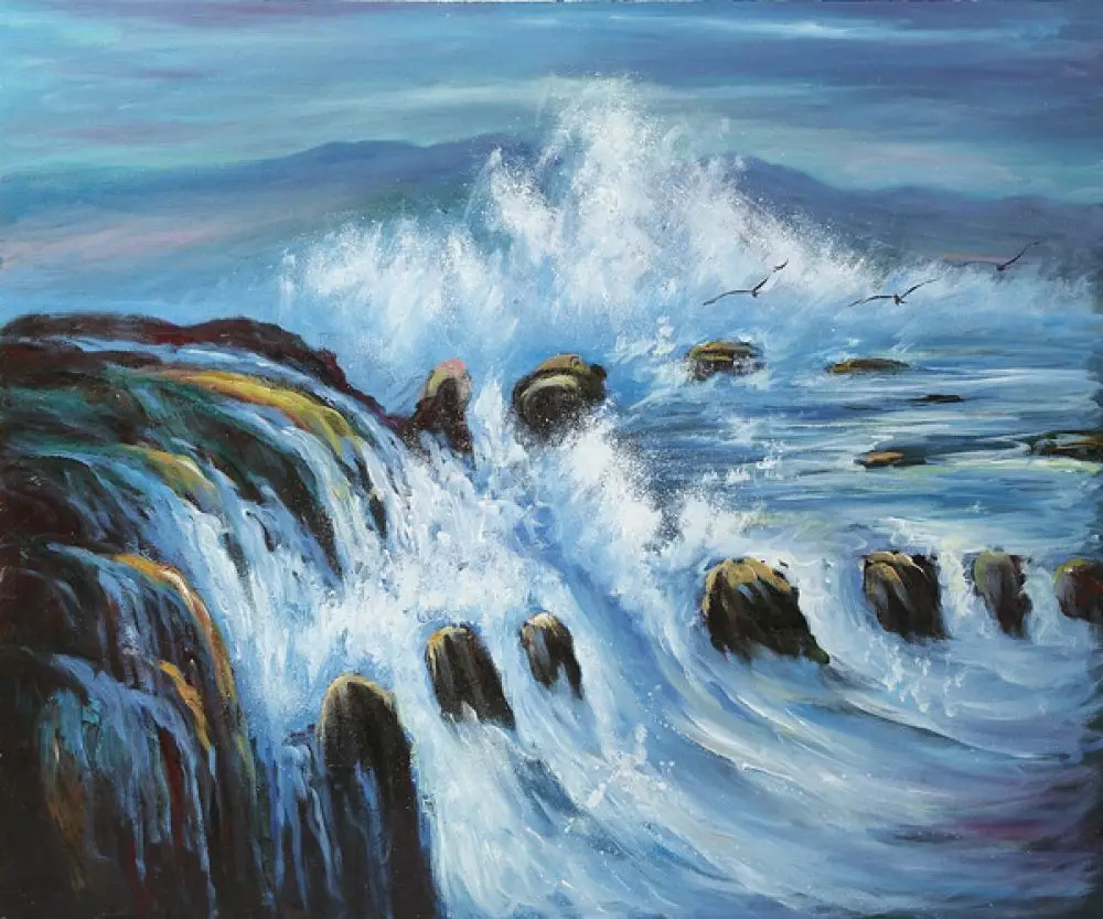 Koop Mooie Zeegezicht Olieverf Moderne Canvas Wall Art Schilderen Voor Home Decor Bedreigend Tides Hand Geschilderd Hoge Kwaliteit