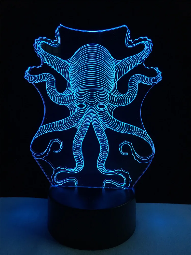 Новые животные Осьминог рыбы 3D лампа LED USB настроение ночник luminaria Infantil цвет
