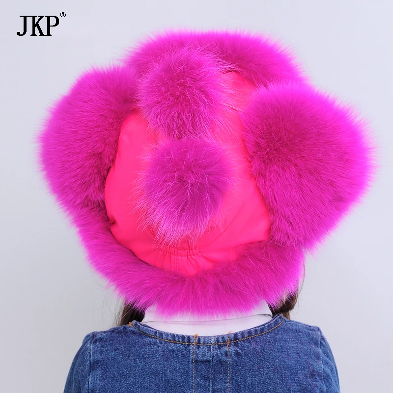 Русская меховая шапка зимняя из натурального Лисьего меха для мальчиков и