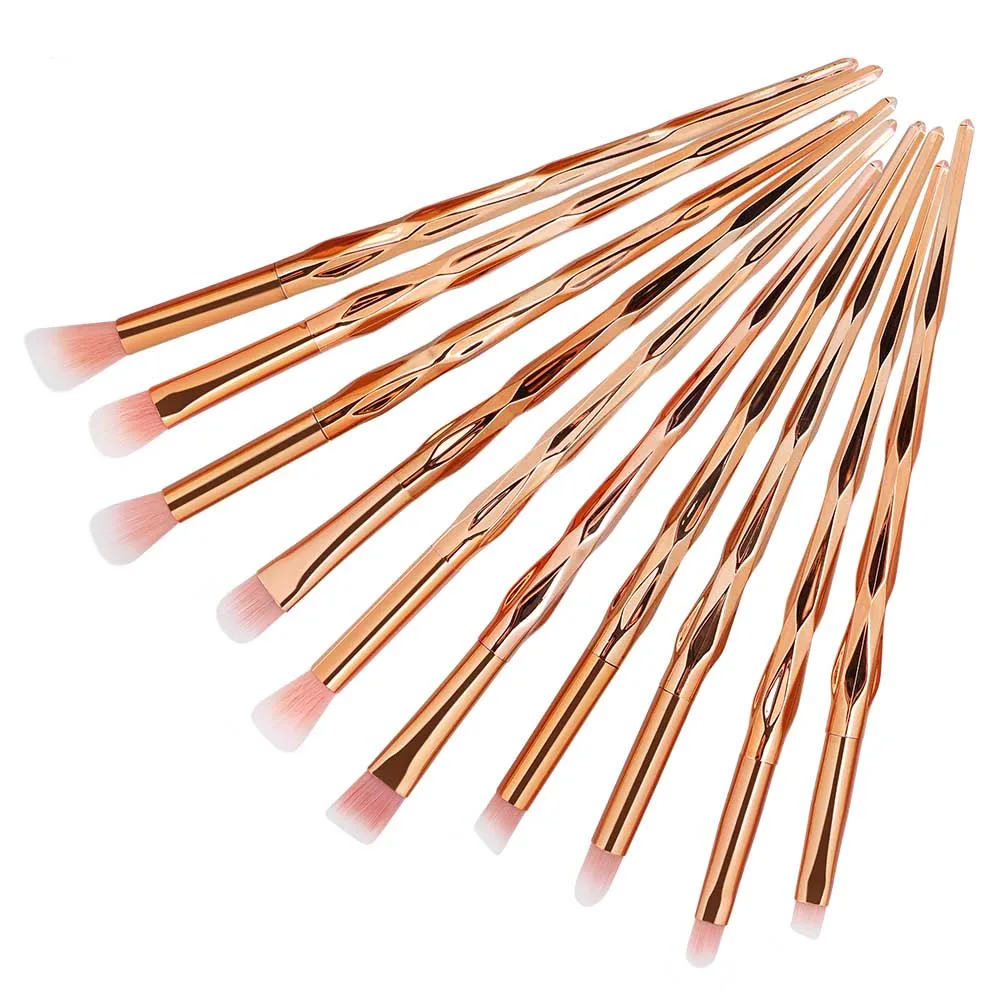 10pcs Rose Gold SALIYOO, 21 шт., Русалочка, рыбий хвост, набор кистей для макияжа, основа для макияжа, алмазная контурная растушевка, Румяна для лица, тени для век, косметический набор - Handle Color: 10pcs Rose Gold