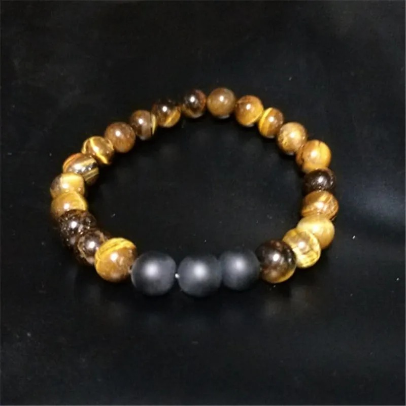 dropshipping Charm Men Bracelets Bangle Natural Stone For Women 8MM Hematite Tiger Eye Black Obsidian Yoga Bracelet | Украшения и