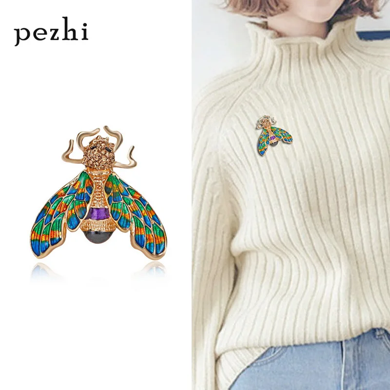 

Europe and the United States new fashion animal brooch bee oil painting brooch alloy pin