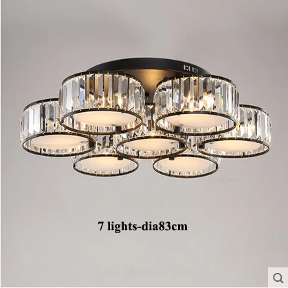 7 lights Американский блеск, хрустальные светодиодные люстры, черный металл, для гостиной, Светодиодная потолочная люстра, Светильники для спальни, светодиодная люстра, освещение - Цвет абажура: 7 lights