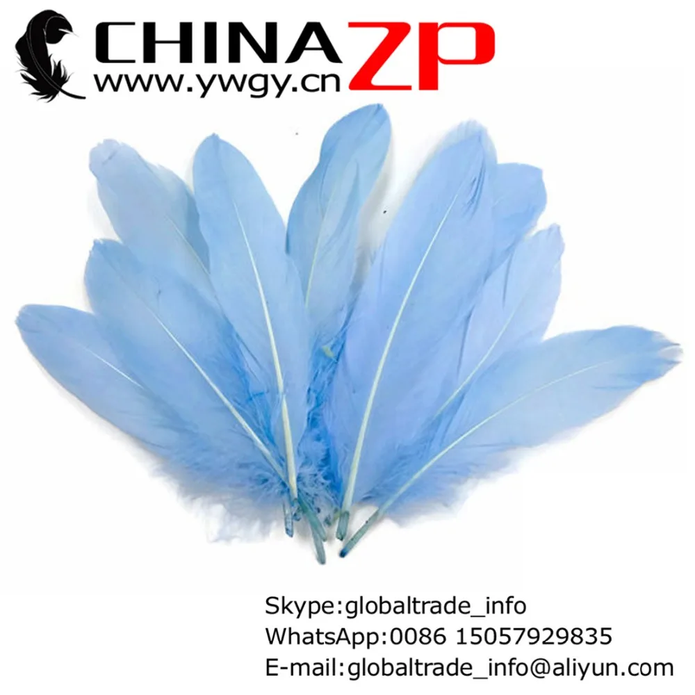 

Wholesale in CHINAZP Factory 500pcs/lot Top Quality Dyed Light Blue Fantastic Decorative Goose Loose Feathers