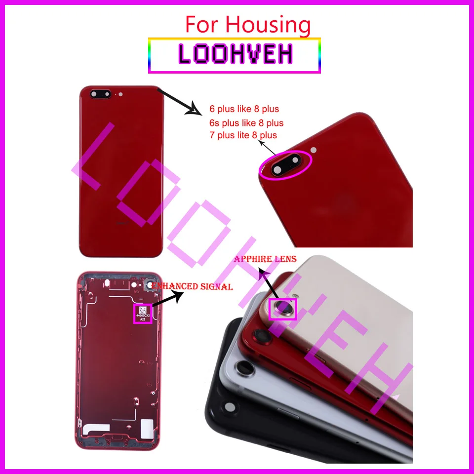 

For IPhone 6S and 6S P Like 8 or 8 plus X Style Housing Battery Cover Door Rear Chassis Frame Back Cover+free battery sticker