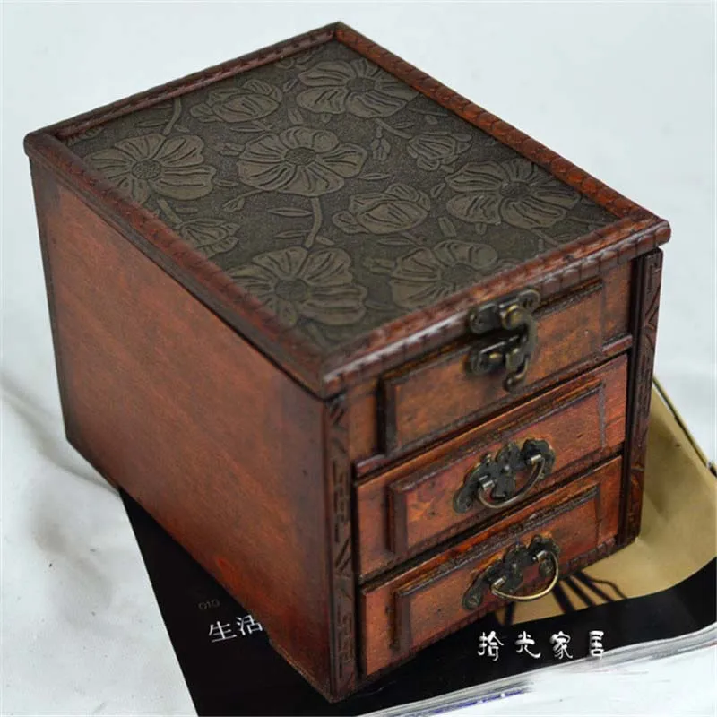 Винтажная Ретро деревянная коробка для хранения ювелирных изделий косметики