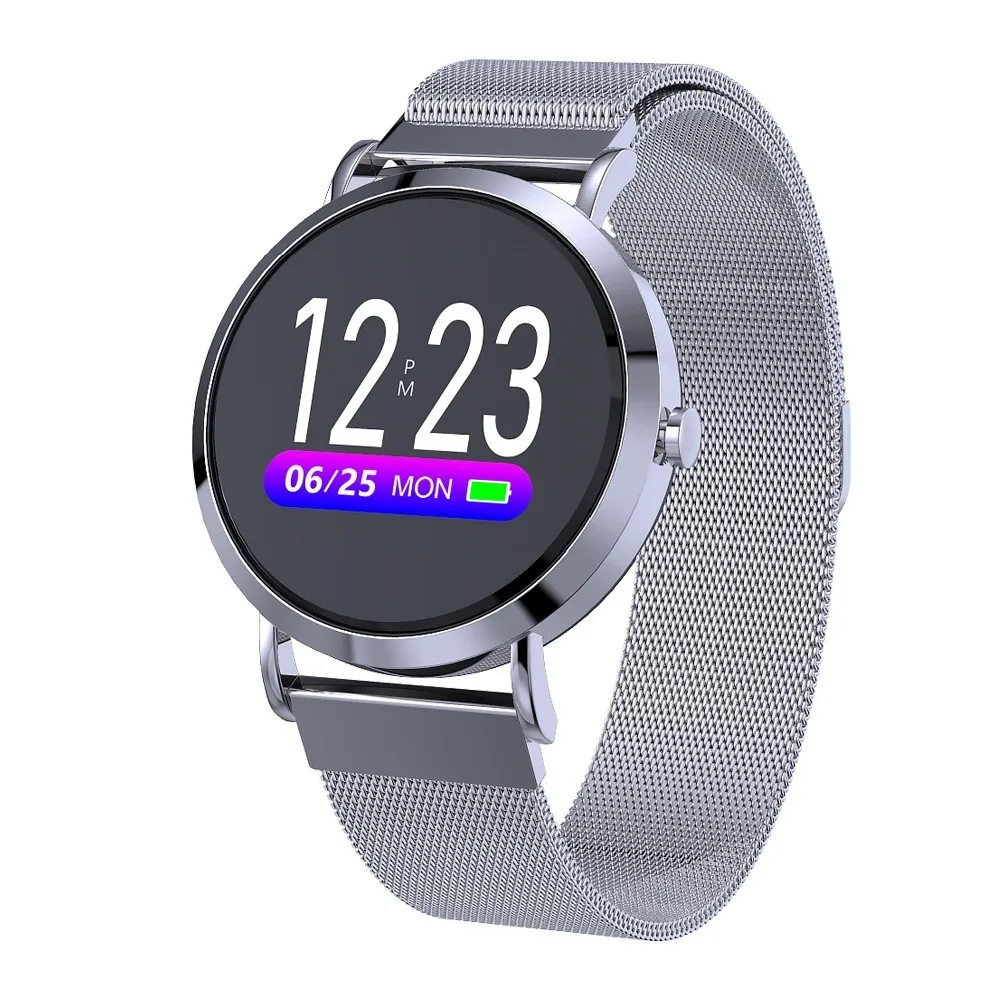 Metal Silver Mjuniu cv08c Модные Смарт часы Классический Bluetooth браслет, кровяное давление/измерительный трекер сердечного ритма cv08c PK Q8 - Цвет: Metal Silver