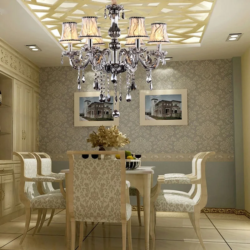 Новая европейская современная роскошная дымчато серая хрустальная люстра 6