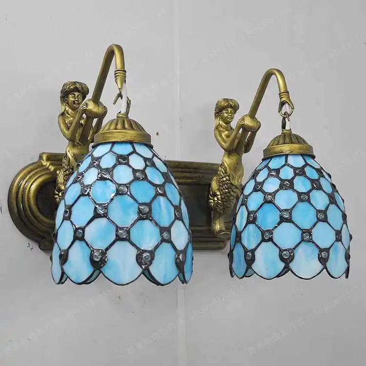 

Direct manufacturers of double simple fashion wall lamps before the mirror lighting balcony of Tiffany's Pastoral Mediterranean