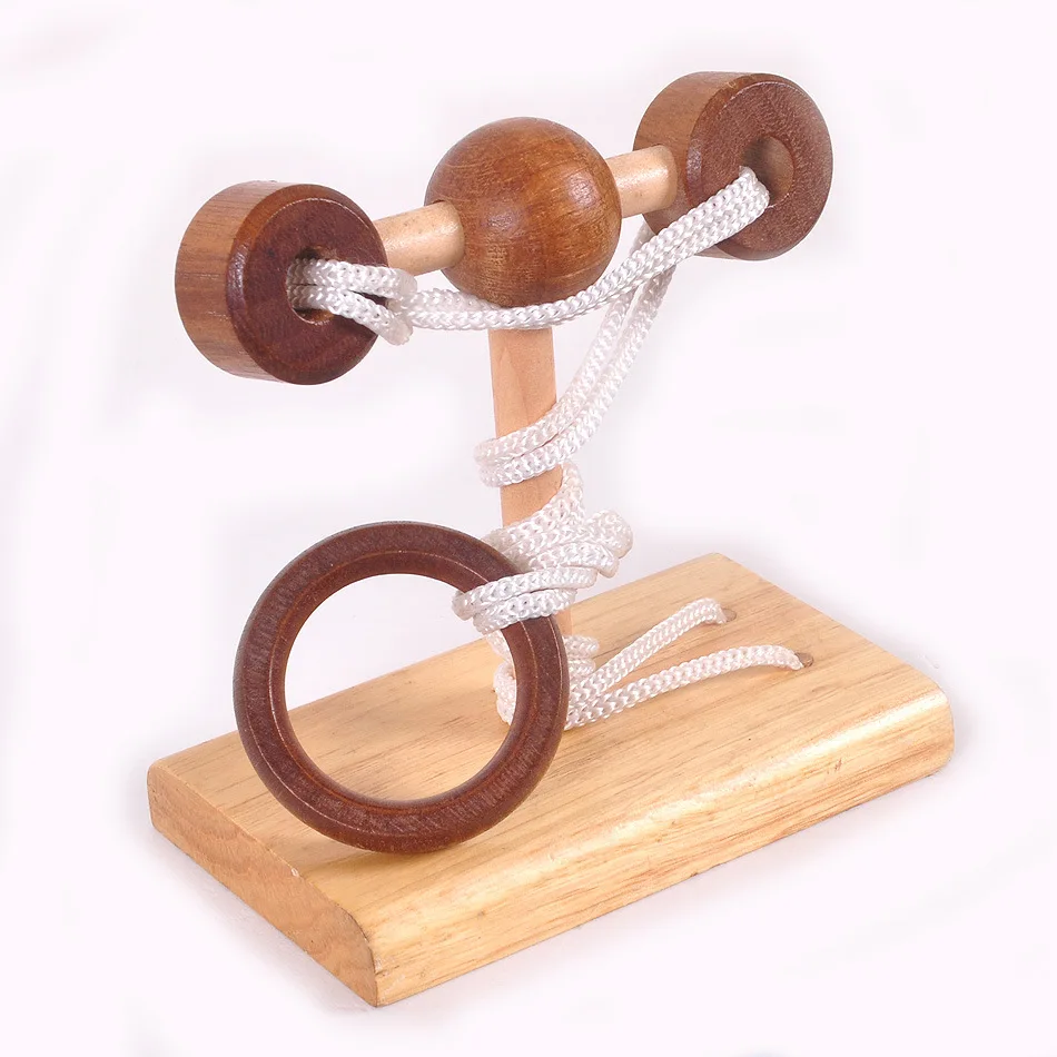 

Desk Novelty 3D Wooden Rope Puzzle Test Mind Brain teaser Game Toys for Adults
