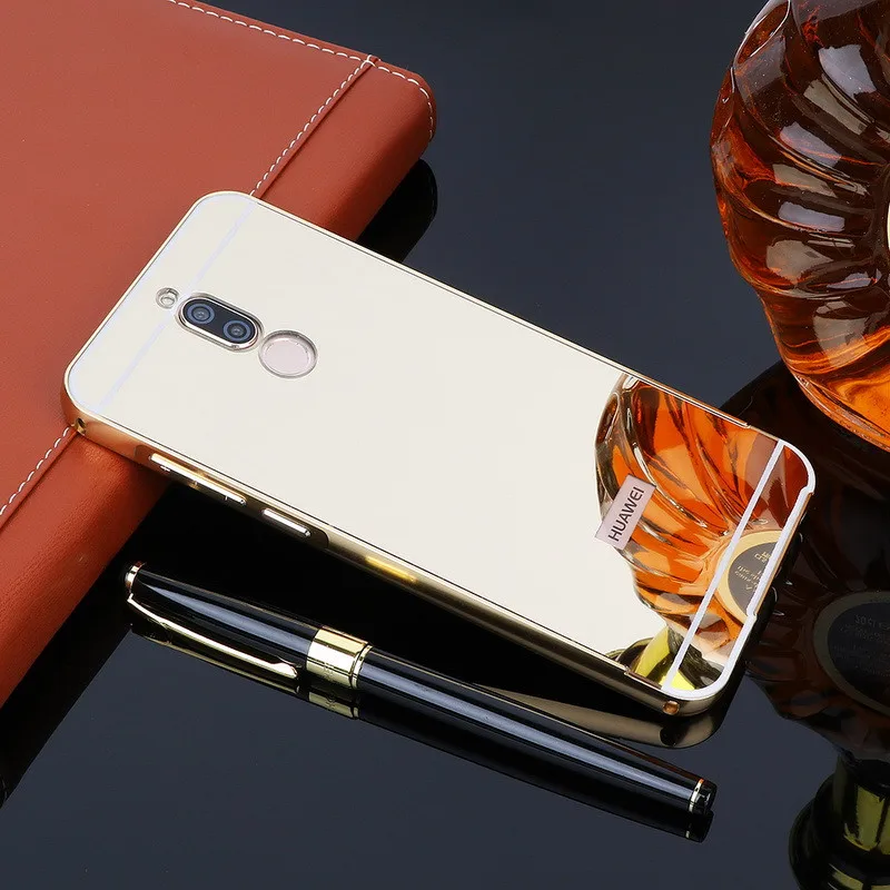 Для Huawei Mate 10 Lite чехол Золотой металлический алюминиевый бампер зеркальные Чехлы