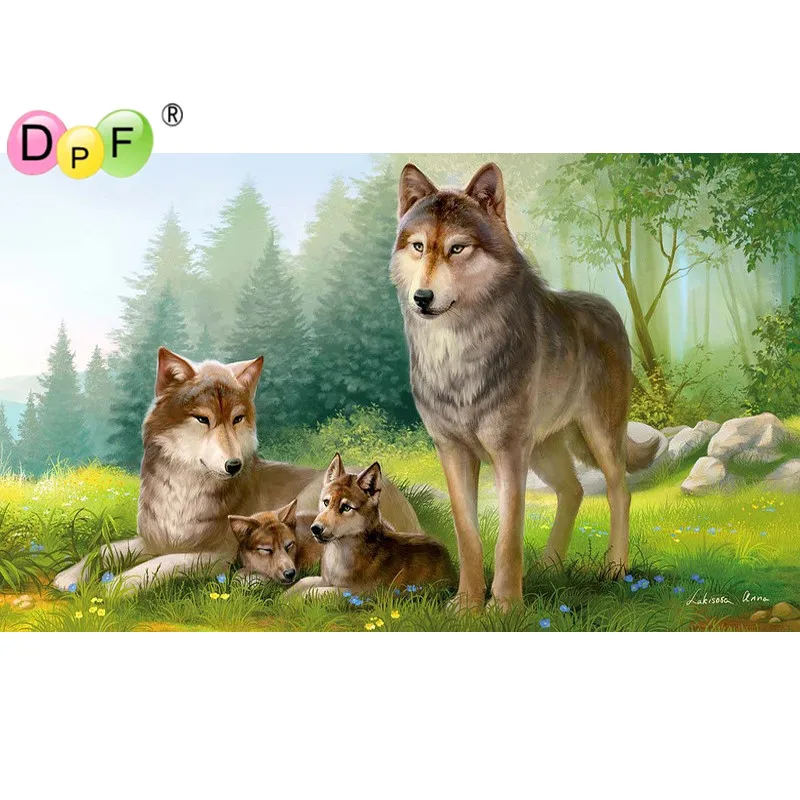 Новинка волчий happy time diy картина вышитая бисером ремесла с нашивками в виде