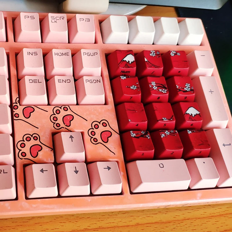 12 шт. красный цвет Fuji горная вишневая Цветущая клавиша OEM профиль PBT сублимационный номер ключ колпачки для механической клавиатуры
