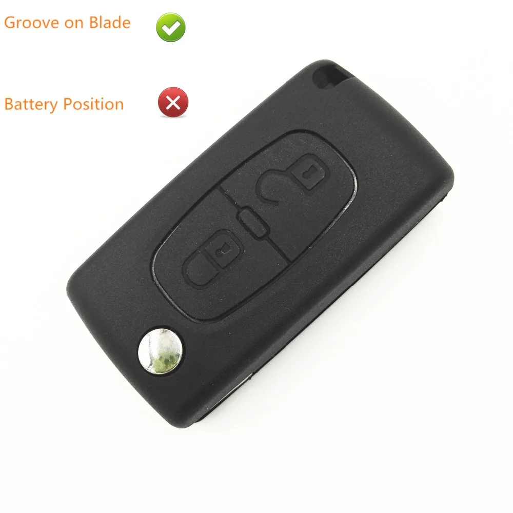 

Replacement 2 Buttons Flip Folding Key Case Blank Shell No Battery Place 8 mm Blade Has Groove for Citroen Key C4 c4l c3 c2