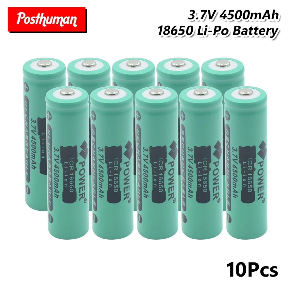 Перезаряжаемый ICR 18650 литиевый высокомощный аккумулятор 3,7 V 4500 mAh для светодиодный фонарик