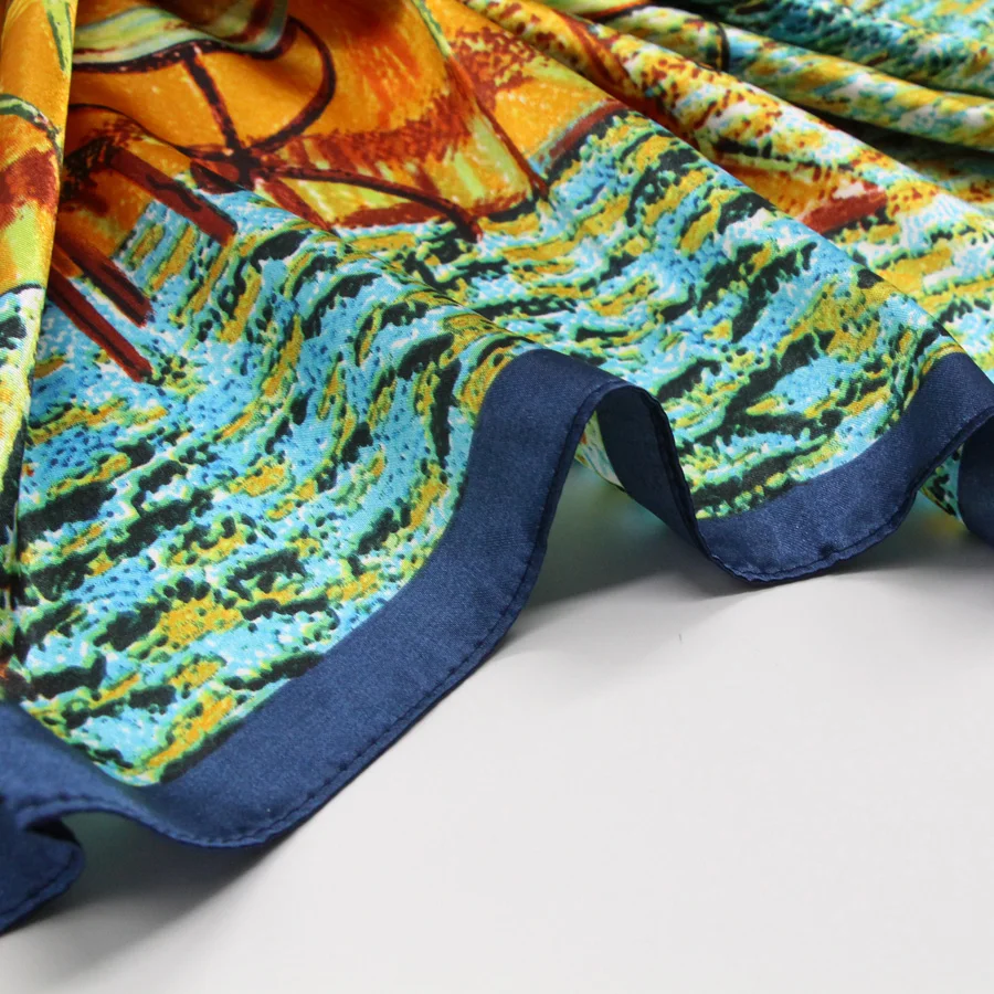 Женский квадратный шелковый шарф картина маслом Винсента Ван Гога кофейного