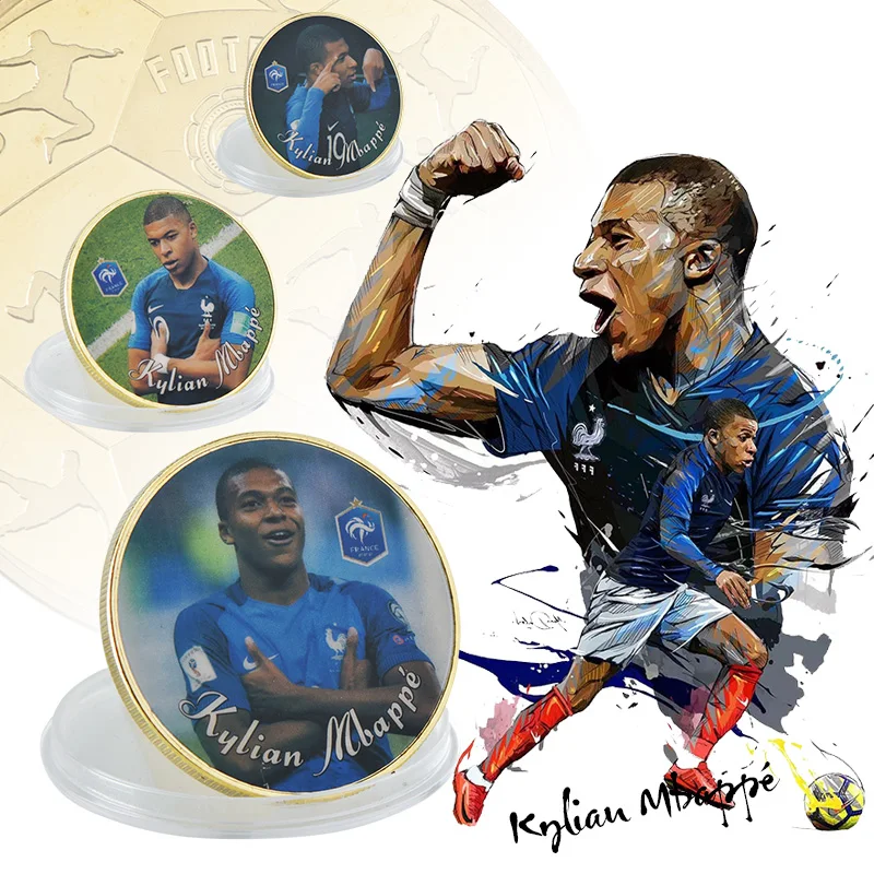 WR 5 шт. французская Футбольная звезда кайлянь Mbappe золотые монеты оригинальные