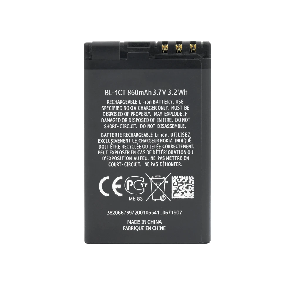 Аккумулятор для телефона BL 4CT NOKIA 5310 5630 X3 2720A 3720 5300XM 6730C 00 2720F BL4CT 860mAh сменный