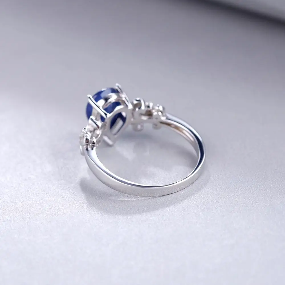 GEM'S балетные 925 пробы Серебряный Натуральный сапфировый драгоценный камень кольца для женщин винтажные обручальные кольца ювелирные украшения