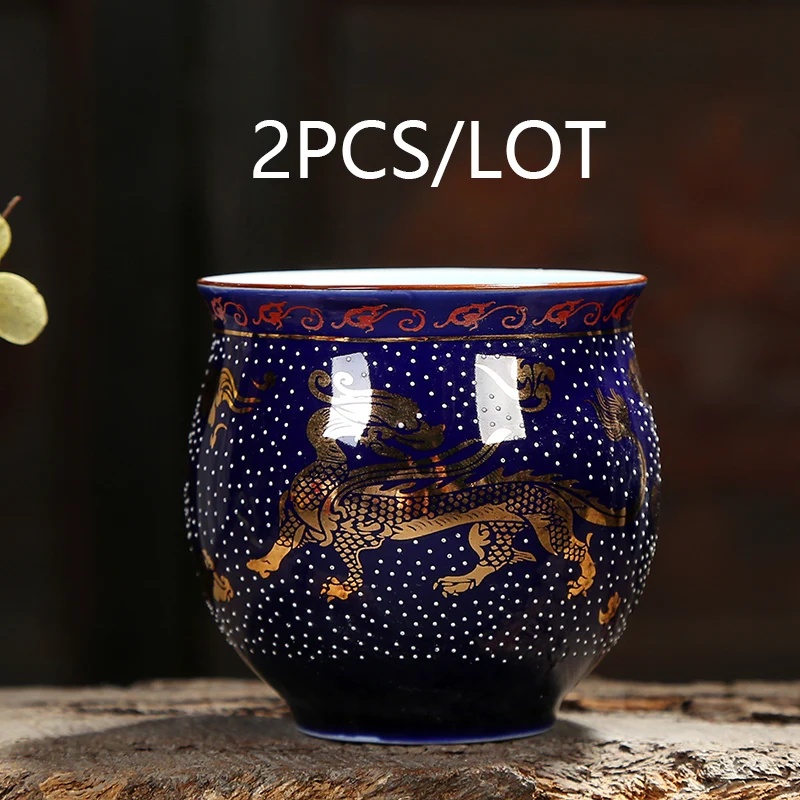 P 2PCS 2 шт./лот, двухслойная термостойкая чайная чашка, керамическая фарфоровая посуда для напитков, чайная посуда/Офисная чайная церемония, кружка для воды - Цвет: P 2PCS