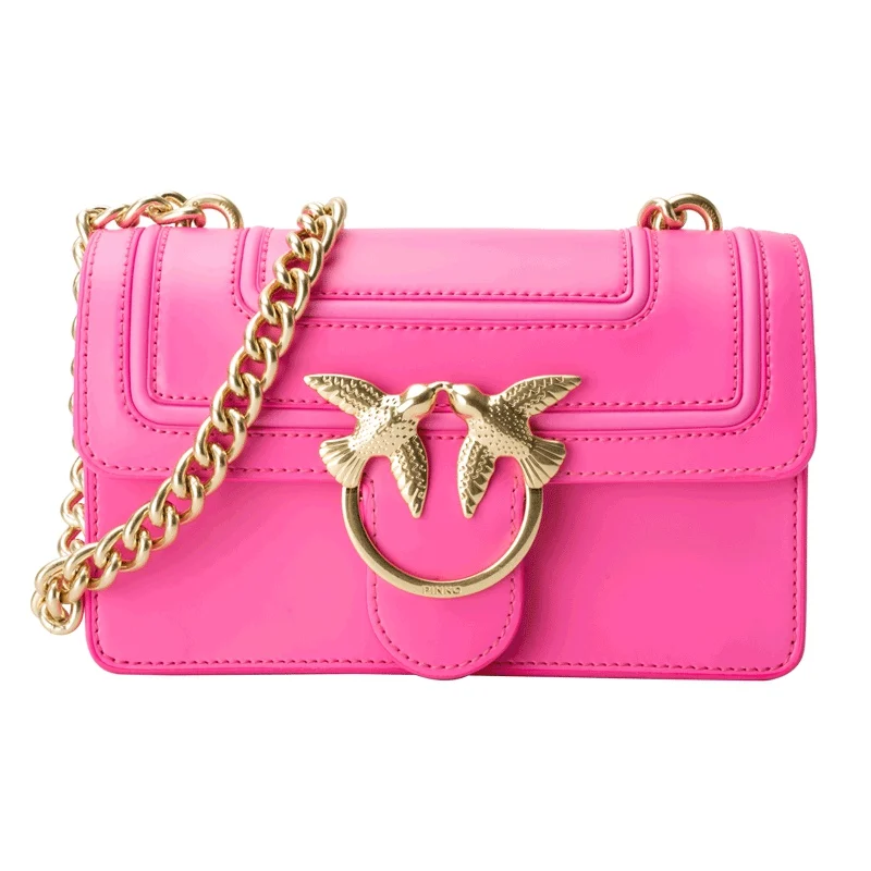 Кожаная сумка через плечо PINKO Mini Love Fluo 1P21AF Y5F1 - Цвет: pink 998016801