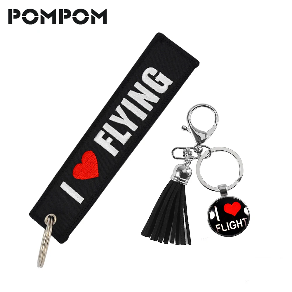 I LOVE FLYING Pilot брелки llavero смешанные 2 шт авиационные подарки Emboridery сообщение 13x3 см