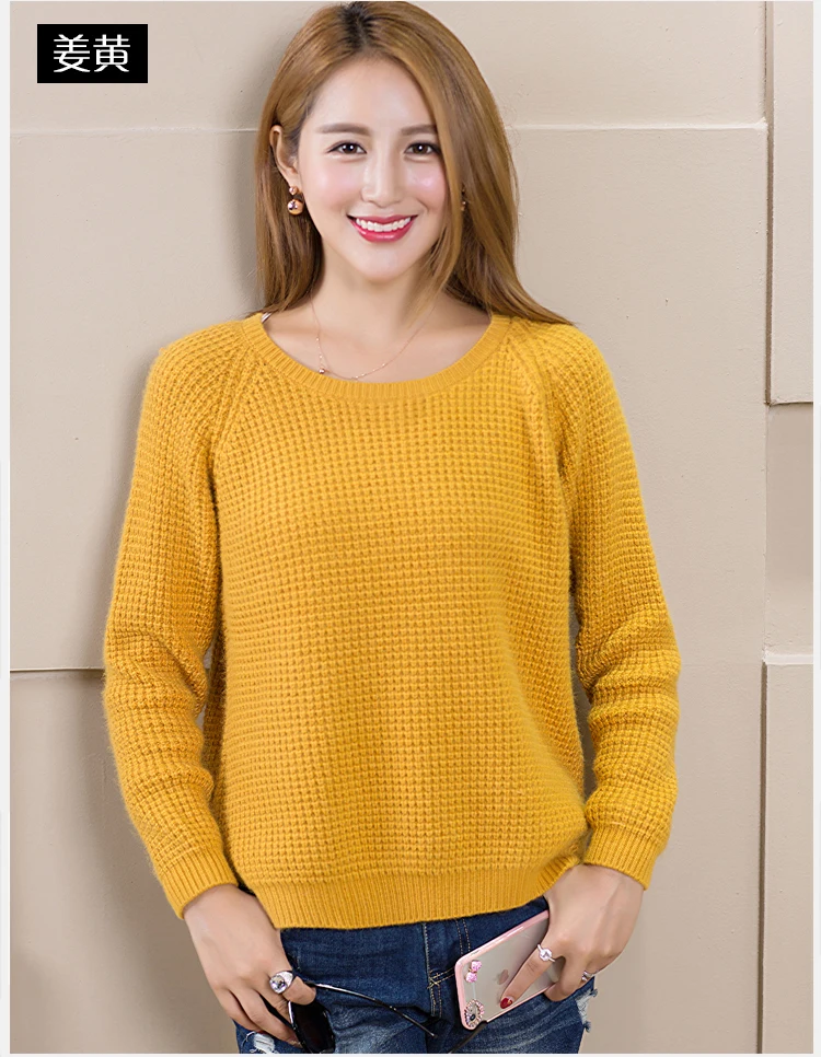 2018 New Winter Women's Round Neck Cashmere Sweater Pullover Split Female Wild Knitted Sweaters Fashion Wool | Женская одежда