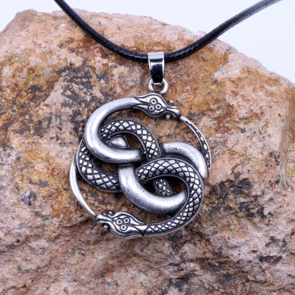 Узловое ожерелье Ouroboros норвежский викинг змеиные руны Северный талисман языческая Викка духовные ювелирные изделия для мужчин серебро для женщин чокер