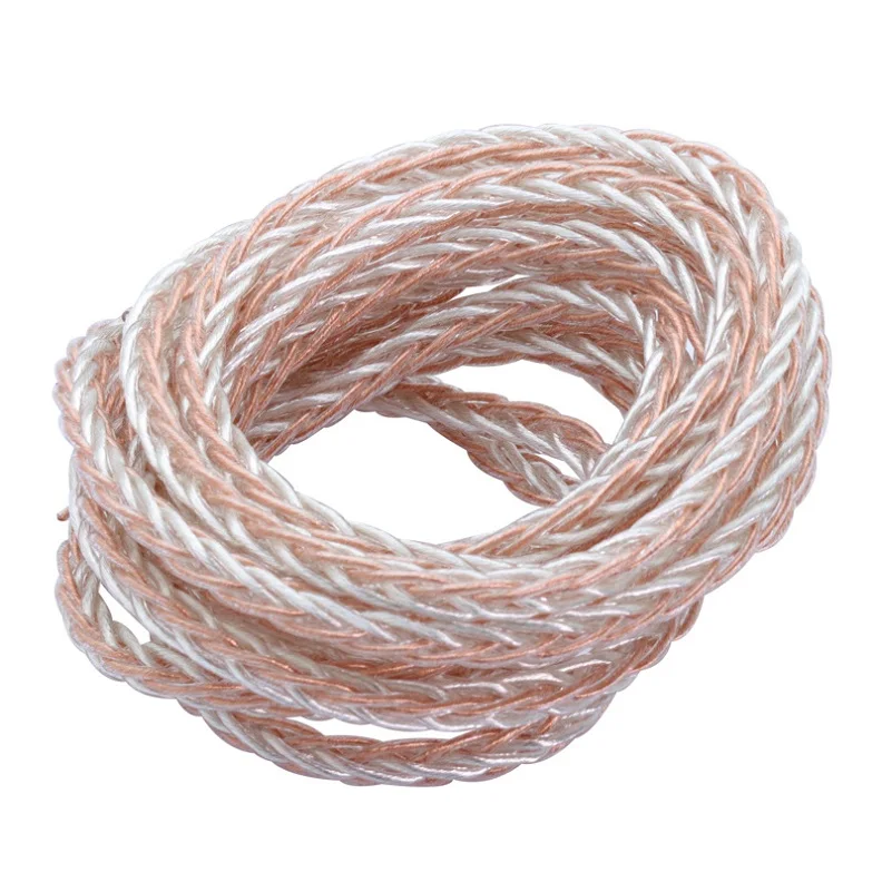 Rose white 1 шт., 8 ядер, 1,2 м, для самостоятельной сборки наушников, кабель для энтузиастов, разъем для наушников MMCX, контактный разъем для наушников, кабель для Shure ED5 SE535, доступно 7 цветов - Цвет: Rose white