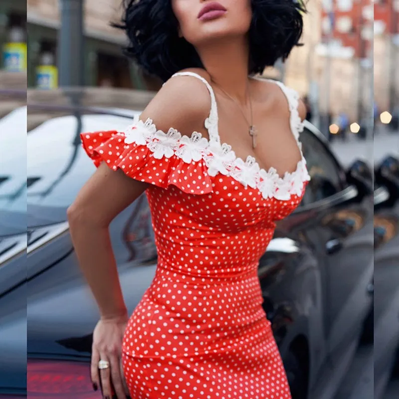 Женское узкое Макси платье в горошек с открытыми плечами лоскутное праздничное