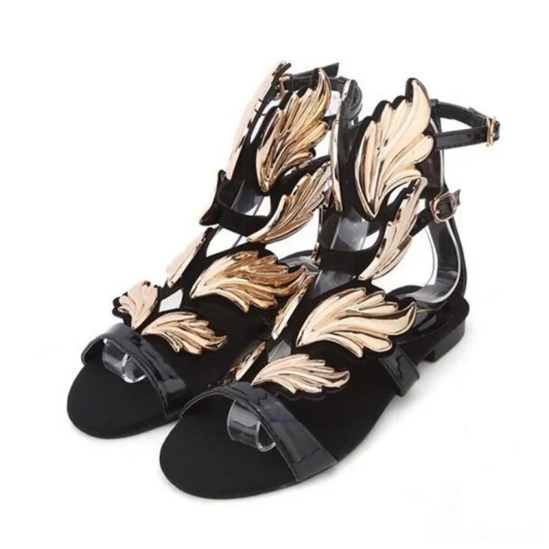 Женские босоножки с ремешком на щиколотке HAIYUELI черные повседневные