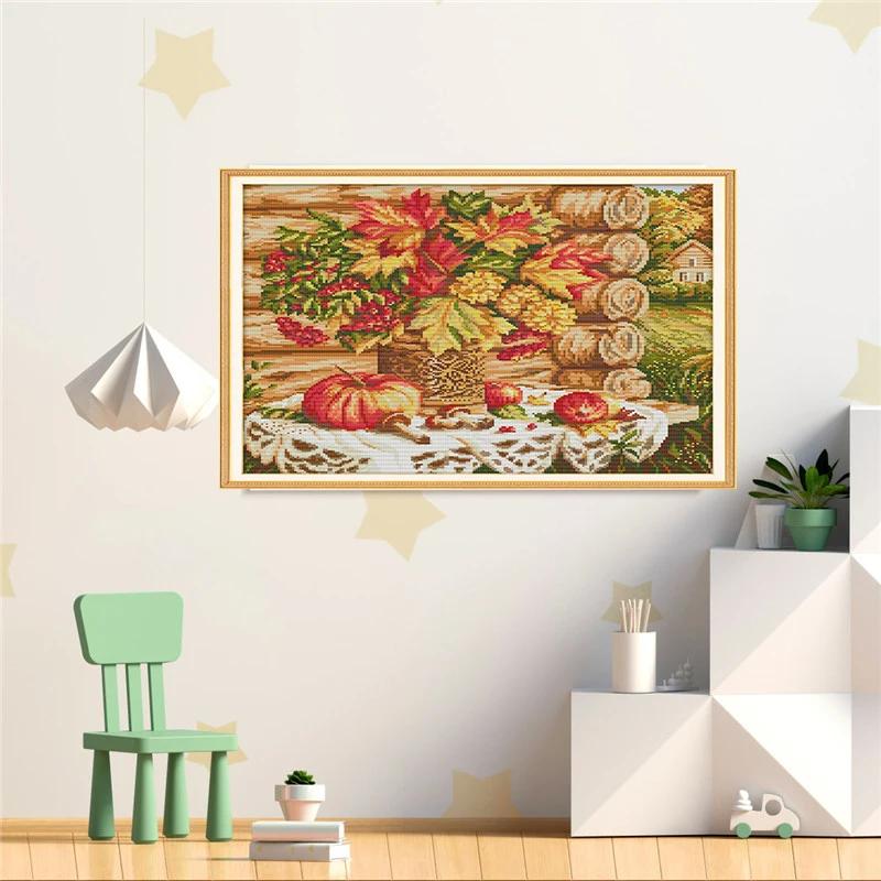 NKF Новое поступление Урожай осеннего цветка 11CT 14CT вышивка по схеме с номерами