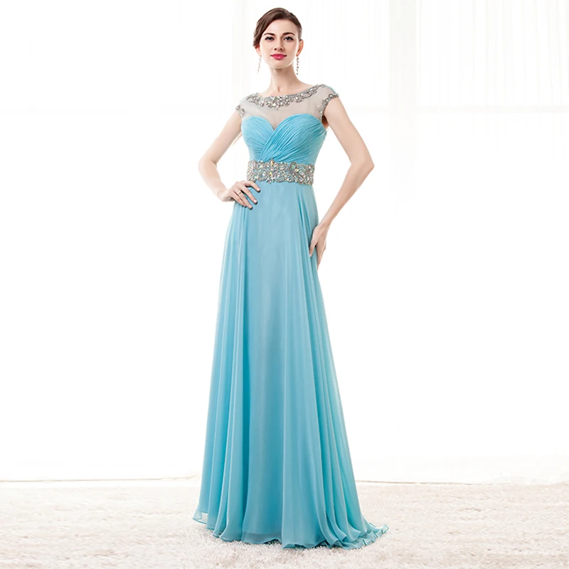 Просвечивающие Вечерние платья Длинные 2018 ТРАПЕЦИЕВИДНОЕ Расшитое бисером с