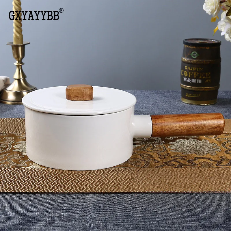 GXYAYYBBCeramic soup pot Acacia wood frameEuropean and American flat heat-resistant non-stick ceramic (Do not use open fire) | Дом и сад